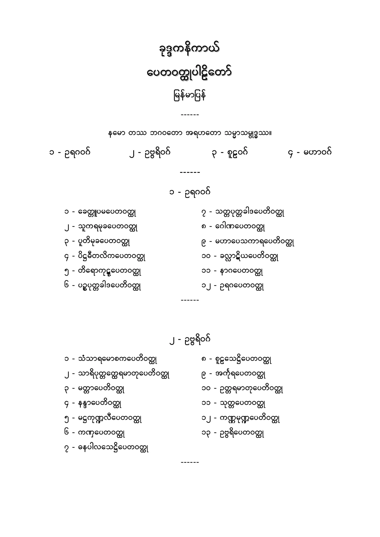 ခုဒၵကနိကာယ္ ေပတဝတၳဳပါဠိေတာ္ျမန္မာျပန္.PDF
